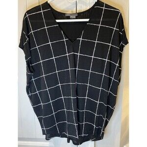 Women's Vince Windowpane Print Knit Top - Size XS